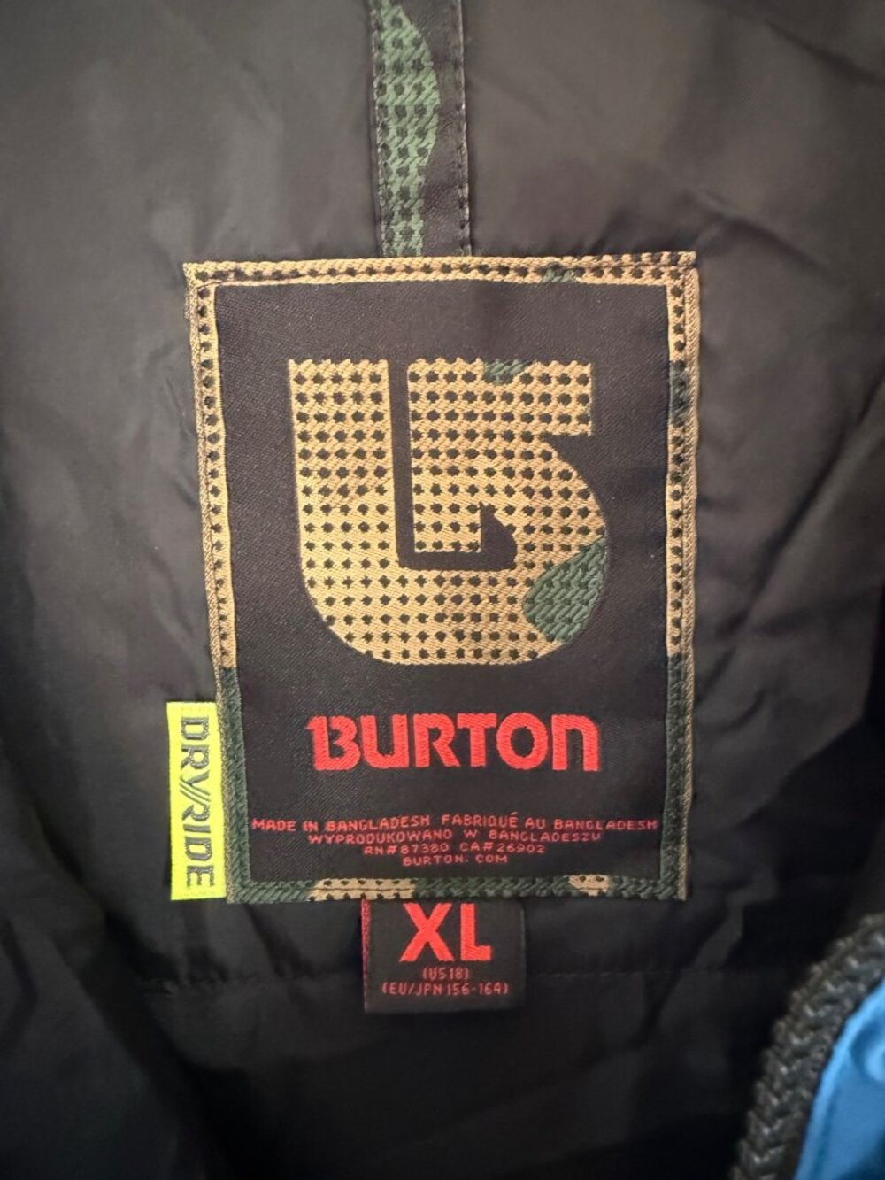Burton Dryride Snowboarding Winter Coat Skiing Boys Outdoor Gorp Warm XL - Picture 5 of 5